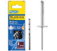 Rapid – Rivets aveugles XL Ø4 x 18 mm Aluminium Tête extra-large – 40 pièces