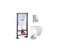 Rapid SL Bâti Support autoportant, cuvette Euro Ceramic Triple Vortex avec abattant frein de chute (AutoportantEUROCERAM2)