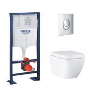 Rapid SL Bâti Support autoportant, cuvette Euro Ceramic Triple Vortex avec abattant frein de chute (AutoportantEUROCERAM2)