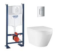 Rapid SL pack WC bâti-support autoportant + WC sans bride Grohe avec abattant SoftClose + plaque (GRGRWR08-FR)