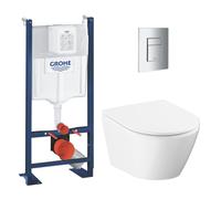 Rapid SL pack WC bâti-support autoportant + WC sans bride Grohe avec abattant SoftClose + plaque (GRGRWR07-FR)