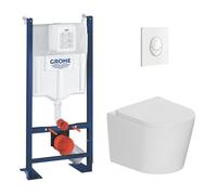 Rapid SL pack WC bâti-support autoportant + WC suspendu sans bride Ceramia avec abattant SoftClose + plaque (GRRCE14WT02MAN-FR)
