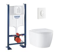 Rapid SL pack WC bâti-support autoportant + WC suspendu sans bride Grohe avec abattant SoftClose + plaque (GRRGRSTWR02-FR)