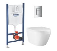 Rapid SL pack WC bâti-support + WC sans bride Grohe avec fixations invisibles et abattant SoftClose + plaque (GRGRWR06-FR-VP)