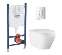 Rapid SL pack WC bâti-support + WC sans bride Grohe avec fixations invisibles et abattant SoftClose + plaque (GRGRWR07-FR-VP)
