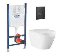 Rapid SL pack WC bâti-support + WC sans bride Grohe avec fixations invisibles et abattant SoftClose + plaque (GRGRWR09-FR-VP)