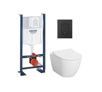Rapid SL Pack WC bâti-support + WC sans bride Vitra S60 + Abattant SoftClose + Plaque noir mat (RapidSL-S60-KF0)