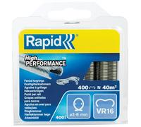 Rapid VR16 - Agrafes à Grillage en Acier Galvanisé, Compatible avec les Grillages 2-8 mm, Idéal pour Sécuriser Cages & Clôtures, 400 Pièces, Emballage sous Blister (40108796)