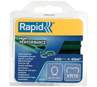 Rapid VR16 - Agrafes à Grillage en Acier Galvanisé, Plastifié Vert, Compatible avec les Grillages 2-8 mm, Idéal pour Sécuriser Cages & Clôtures, 400 Pièces, Emballage sous Blister (40108797)