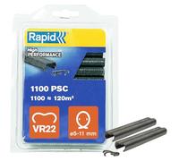 Rapid VR22 - Agrafes à Grillage en Acier Galvanisé, Plastifié Gris, Compatible avec les Grillages 5-11 mm, Idéal pour Sécuriser Cages & Clôtures, 1100 Pièces, Emballage sous Blister (5001333)