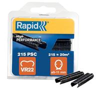 Rapid VR22 - Agrafes à Grillage en Acier Galvanisé Plastifié Noir, Compatible avec les Grillages 5-11 mm, Idéal pour Sécuriser Cages & Clôtures, 215 Pièces, Emballage sous Blister (40108804)