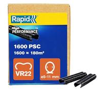 Rapid Agrafes à grillage VR22 – Acier galvanisé, PET noir, 5–11 mm, 1600 pièces