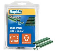 Rapid VR22 - Agrafes Grillage en Acier Galvanisé - Plastifié Vert - 1000pcs | Idéal pour Sécuriser Cages & Clôtures - Pour fil de grillage de 5-11mm de diamètre - (40108807)
