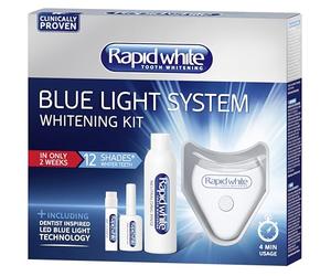 Rapid White Kit Blanchiment Dentaire Lumière Bleue | Jusqu'à 12 Teintes en 14 Jours | Sans Peroxyde | Non Abrasif | Testé Cliniquement | Inspiré des Cabinets Dentaires | Domicile | 6ml+10ml+175ml
