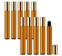 Rapidbok 10ML Roll on Huiles Essentielles, 10 Pièces Rechargeable Flacon Vide, Roller Avec Bille en Acier Inoxydable, Verre Pour Parfums, Cosmétiques, Voyage