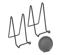Rapidbok 2 Pièces Metal Support Assiette Decorative, Support Cadre Photo de Table, Assiette Présentoirs, Porte Assiette Chevalet, Supports de Cadre Noir pour Art de table, Livre, Tableaux (6 Pouces)