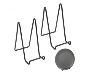 Rapidbok 2 Pièces Metal Support Assiette Decorative, Support Cadre Photo de Table, Assiette Présentoirs, Porte Assiette Chevalet, Supports de Cadre Noir pour Art de table, Livre, Tableaux (6 Pouces)
