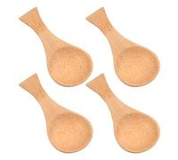 Rapidbok 4 Mini Cuillères en Bambou à Manche Court pour Épices, Sel, Petits Pots de Confiture, Sucre, Miel, Café, Thé