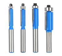 Rapidbok 4 Pièces Fraise Defonceuse 8mm, Fraise a Copier a Plaquette, Fraise pour Affleurer, Fraise à Bois pour Défonceuse, Fraise à Affleurer avec Roulement, pour le Travail du Bois - Bleu