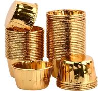 Rapidbok 50 Pcs Moules à Cupcake et Muffins Moule, Caissettes Cupcakes, Cupcake Papier Cuisson, Jetables Caissette Muffins Papier, Doublures de Cupcake, Moules de Cuisson en Papier (Or)