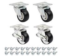 Rapidbok Roulettes pour Meubles, Lot de 4 Mini Roulette, Roulettes Pivotantes avec Frein (2 avec Frein et 2 Sans), pour Chariots, Meubles, Chaises de Bureau, Bagages, etc. Noir