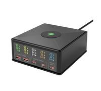 Rapide Chargeur, Chargeur de Bureau GaN USB C 160W avec Affichage LED, Chargeur sans Fil 6 en 1 PD 65W QC3.0, Station de Charge Rapide, Adaptateur Secteur,Chargeur USB Voyage/Haute Vitesse