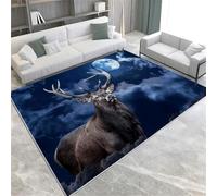Rapis Au Clair De Lune Rapis Animal Wild Deer Machine Lavable Chauffeur De Zone De Pile Courte Mat De Sol Intérieur sans Glissement pour Le Salon Chambre À Coucher Cuisine Et Décor De Couloir,
