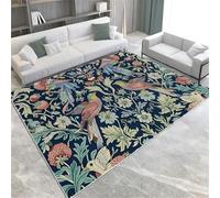 Rapis Bleu Tapis De Fleurs De Marguerite Oiseau sans Glissement De Zone De Lavage Non Glissant Tapis De Sol À Pile Courte pour Le Salon Chambre À Coucher De Salle De Bain Cuisine Et Bureau,