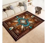 Rapis Bruns Tapis Géométriques Indiens Machine Washable Not Area Rapis 60 X 90 Cm Cape DE Pie Chef Facile Charge pour Le SOIX Soir Salle Bureau ET Nurser,60 X 90 Cm