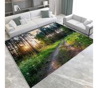 Rapistes Green Grass Path Machine Washiable Area Rapier Tapis À Tas Court Doux avec Un Support Antidérapant, Résistant Aux Taches pour La Chambre À Coucher De Salon Et