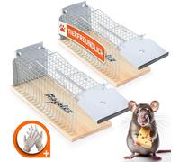 Rapizz Lot de 2 pièges à rats vivants 30 cm de long avec gants de sécurité et conseils d'experts I Piège à rats vivants Piège à rats vivants I Également idéal comme piège à souris