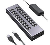 RAPLONC Hub USB, hub USB 3.0 Haute Vitesse 20 Ports, Port de Charge dédié et Protection de Courant Interne, pour Tous Les Accessoires Que Vous Allez Brancher