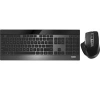 Rapoo 9900M - Ensemble clavier et souris - sans fil - 2.4 GHz, Bluetooth 4.0, Bluetooth 3.0 - néerlandais - noir