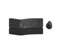Rapoo Clavier ergonomique avec souris sans fil 8810ME QWERTZ Clavier ergonomique et souris verticale Ensemble clavier sans fil Bluetooth Clavier sans fil Full Size Multi Devices Gris foncé