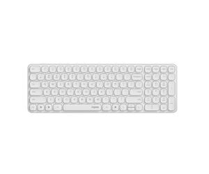Rapoo E9310M - Clavier sans Fil Bluetooth et USB 2.4G sans Fil, Multi-appareils jusqu'à 4 appareils, boîtier en Aluminium Compact Plat, Fonctionnement sur Piles, Disposition QWERTZ Allemande, Blanc