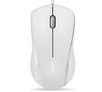 Rapoo N1600 Souris filaire silencieuse à 3 boutons, souris optique 1000 dpi, bouton silencieux, forme ergonomique, pour ordinateurs de bureau, ordinateurs portables, blanc mat