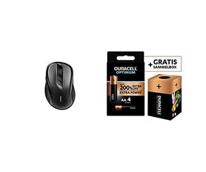Rapoo Souris Optique sans Fil Multi Mode 2,4GHz/BT 3.0/BT 4.0 "M500 Noir + Duracell - Nouveau Piles alcalines AA Optimum, 1.5 V LR6 MX1500, Paquet de 4