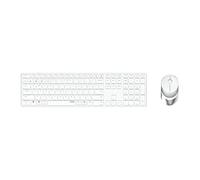 Rapoo Wireless Keyboard Mouse, 9800m, 1600dpi Sensor, Rechargeable Battery, Flat Aluminum Design, DE Layout QWERTZ PC & Mac - White