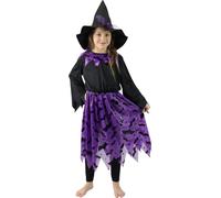 RAPPA Costume de sorcière pour enfants avec chauve-souris et chapeau (M)