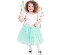 RAPPA Costume enfant jupe tutu fée verte avec baguette et ailes e-packaging