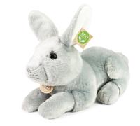 Rappa Peluche Lapin 33cm Réaliste Ultra Doux en Matière Recyclée Écologique Gris