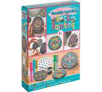 RAPPA Set créatif de pierres à peindre mandala 3 strass et 5 peintures/adhésifs pailletés