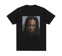 Rapper Playboi Carti Mugshot Graphic T-Shirt Men's Fashion Vintage Hip Hop T Shirt Casual Cotton Short Sleeve Oversized T-Shirts Black M