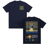 Rapper QUEVEDO Buenas Noches 2025 Tour T-Shirt, pour Les Fans De Musique Imprimé Léger à Manches Courtes pour Le Quotidien Le Sport Unisexe,Bleu,M