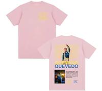Rapper QUEVEDO Buenas Noches 2025 Tour T-Shirt, pour Les Fans De Musique Imprimé Léger à Manches Courtes pour Le Quotidien Le Sport Unisexe,Rose,M