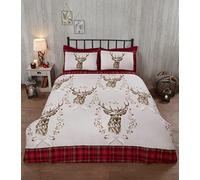 Rapport Angus Parure de lit avec Housse de Couette pour lit Double Motif Renne Rouge