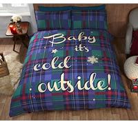 Rapport Baby It's Cold Outside Parure de lit avec Housse de Couette et taie d'oreiller Motif Tartan Bleu Lit Simple