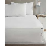 Rapport Drap-Housse de Luxe en Percale Douce de 40,6 cm de Profondeur pour lit Super King Size Blanc