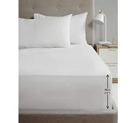 Rapport Drap-Housse de Luxe en Percale Super Douce de 40,6 cm de Profondeur - Blanc