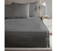 Rapport Drap-Housse de Luxe en Percale Super Douce de 40,6 cm de Profondeur - Gris Anthracite